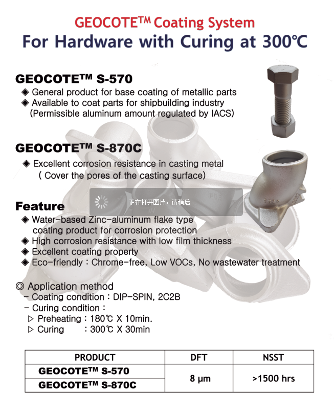8um Dacromet Zinc Aluminium Flake Coating water based